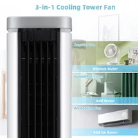 3-in-1 Portable Evaporative Air Cooler 40" Bladeless Cooling Tower Fan W/timer