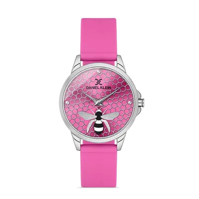 Analog Watch with Silicone Band and Bee Sunray Honeycomb Dial