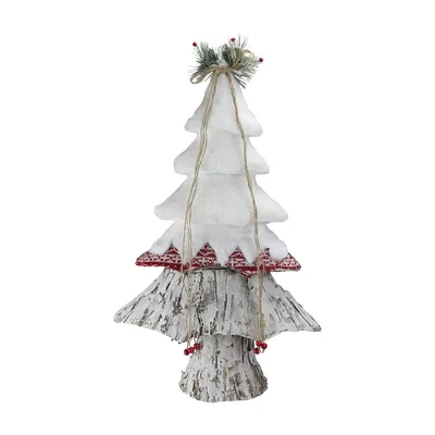 22" White And Red Contemporary Christmas Tree Decor