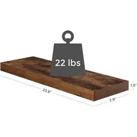 23.6" Rustic Brown Floating Wall Shelf
