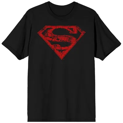 Dc Comics Superman Destroyed Shield Mens Black T-shirt