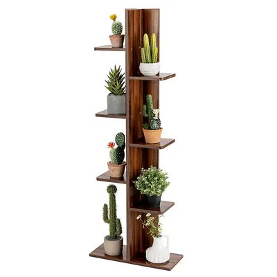 Open Concept Bookcase Plant Display Shelf Rack Holder Wood