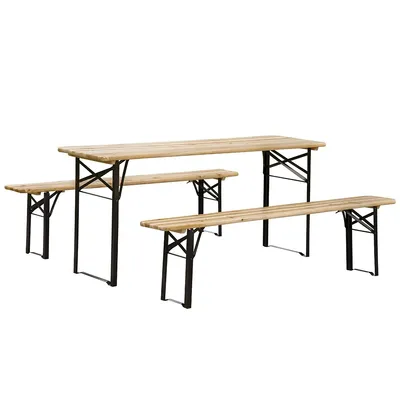 3 Pieces Picnic Table And Bench Set