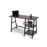 Office Space Home Office Table Computer Desk With 2 Shelves - Dark Brown