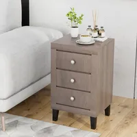 Nightstand Sofa Side Coffee Table With 3 Drawer For Bedroom Living Room