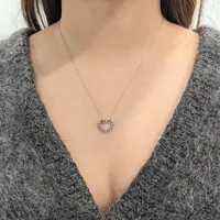 10k White Gold Diamond Heart Pendant & Chain Necklace