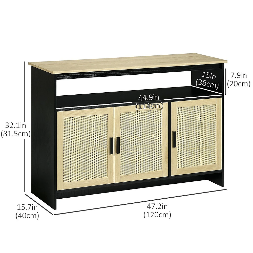 Boho Kitchen Sideboard Buffet Cabinet With Rattan Doors