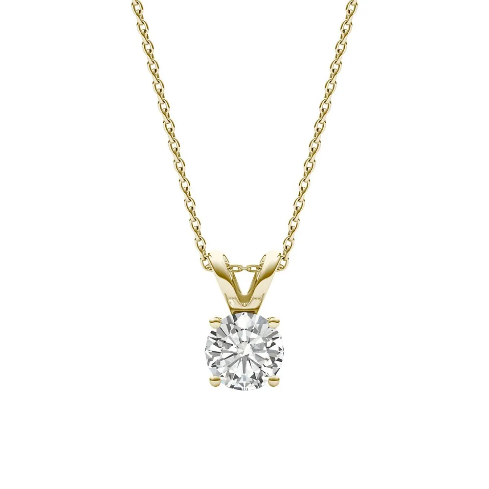 14k Yellow Gold & 1.00 Ct. T.w. Created Moissanite Solitaire Pendant Necklace