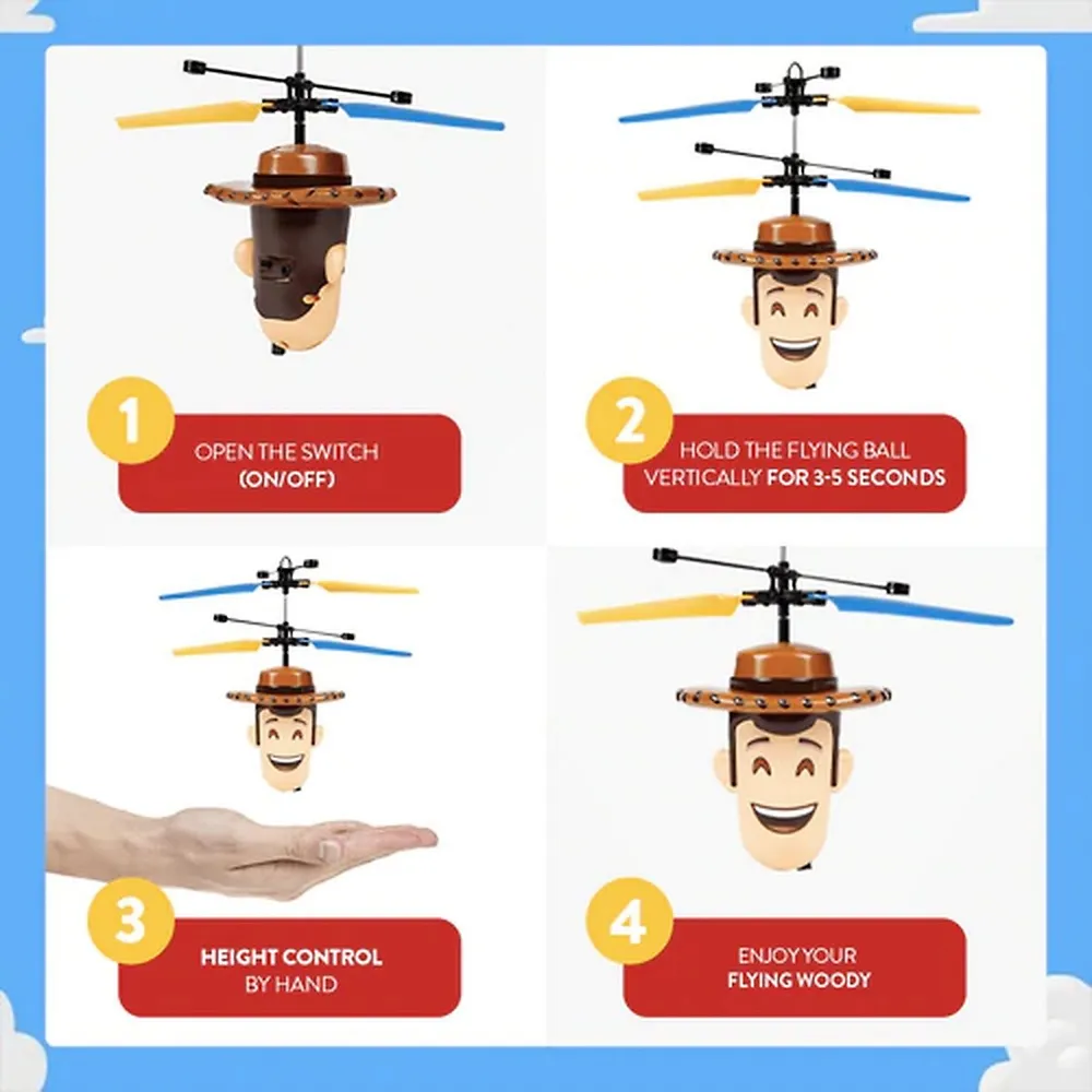 World Tech Toys Disney Pixar Licensed Toy Story Woody Flying Ir Ufo Motion  Sensing Heli Ball