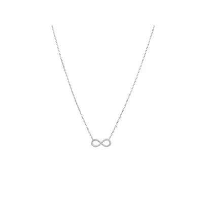Infinity Necklace With Diamonds In Sterling Silver
