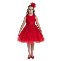 Girls Festive Red Sleeveless Tutu Dress