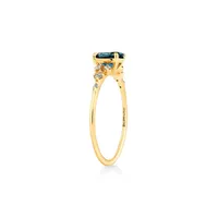 Ring With Blue Topaz And 0.12 Carat Tw Of Diamonds In 10kt Yellow Gold