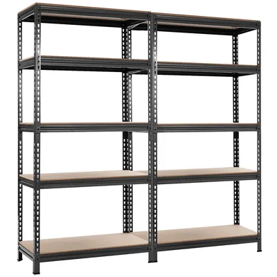5-tier Metal Storage Shelves 73" Garage Rack W/ Gray