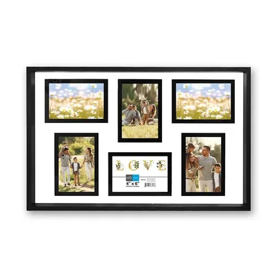 6 Images 4x6 Collage Picture Frame Black