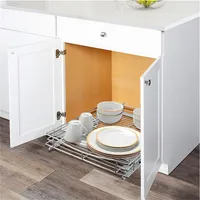 Kitchen Slide Out Cabinet Basket Organizer Drawer - Pull Out Under Cabinet Sliding Shelf, 17" W X 21" D X 4" H