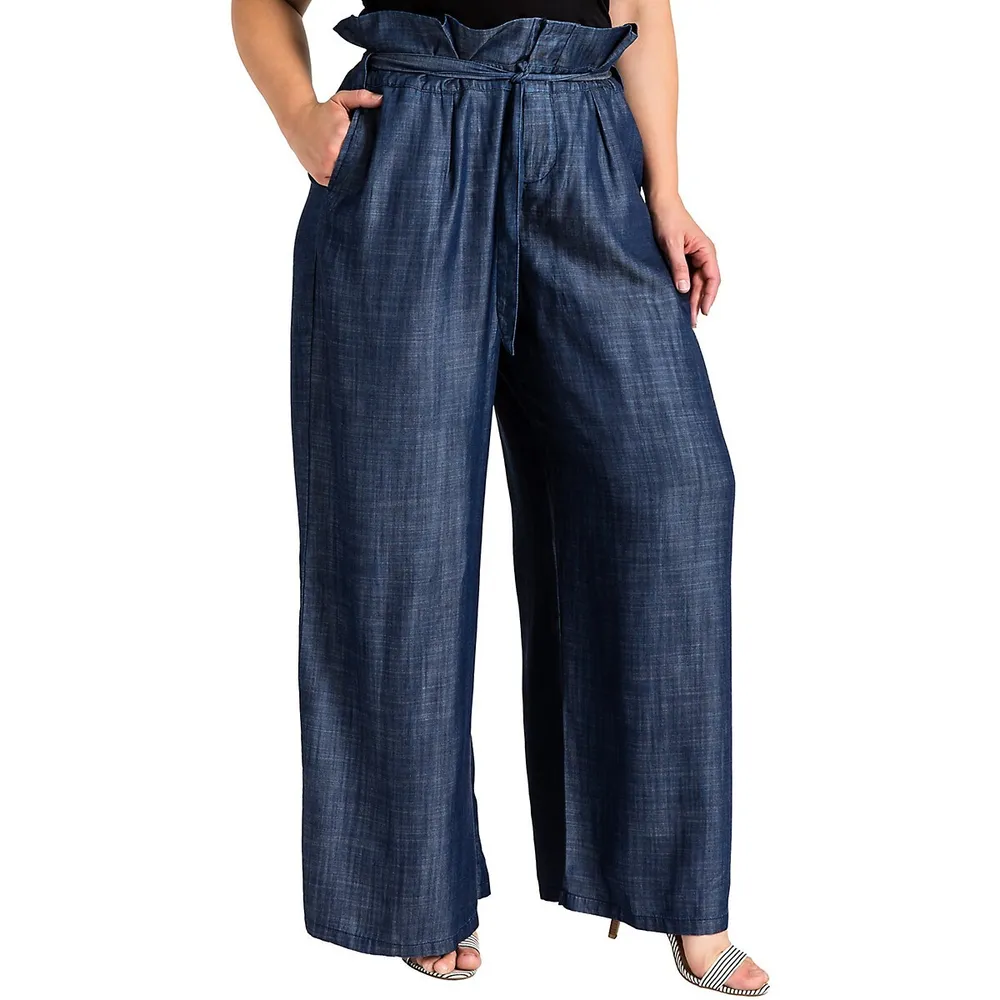 Plus Women's High Waist Stretch Crepe Pants