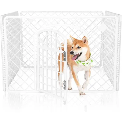 4-panel Dog Crate Pet Playpen Kennel Cage With Door Pet Play & Exercise Indoors Outdoors