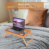 Portable Bamboo Breakfast Bed Tray with Handles & Foldable Legs