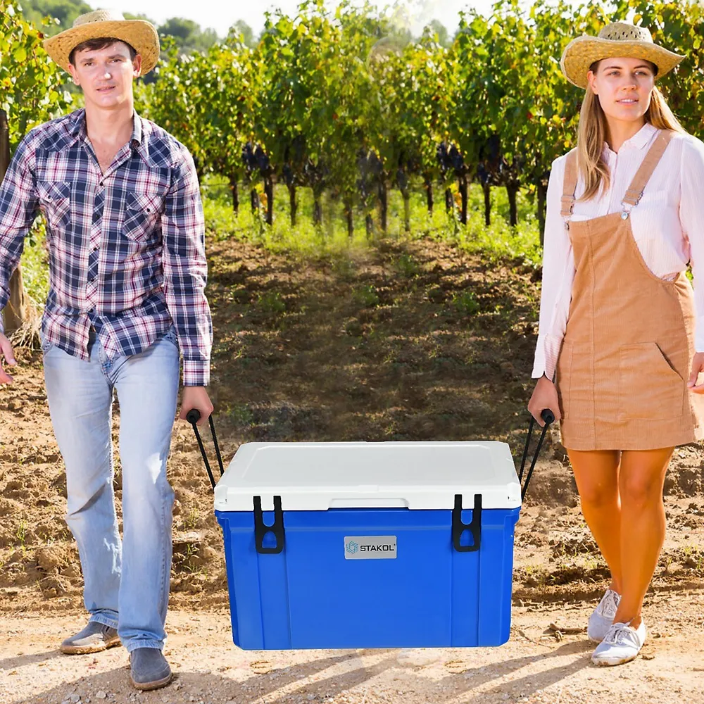 45 Quart Cooler Towable Ice Chest-Brown | Costway