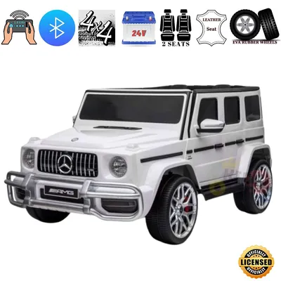 Exclusive Special Edition Mercedes Benz G Series 2-Seater 24V Kids' Ride-on Car w/ Rubber Wheels, Leather Seats, Floormat, Light-up Logo, 4WD, USB, BT, Parent RC