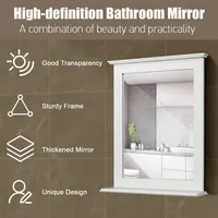 Bathroom Wall Mirror W/shelf Square Vanity Makeup Mirror Multipurpose Usage