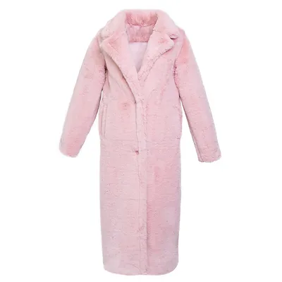 Pink Long Faux Fur Teddy Coat