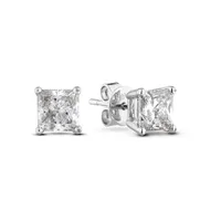 10k White Gold Princess Cut Canadian Diamond Solitaire Stud Earrings