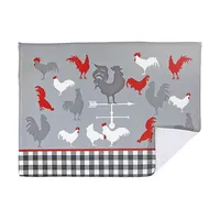 Microfibre Drying Mat (farmhouse Rooster) - Set Of 2
