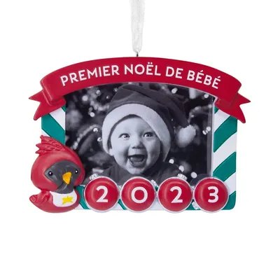 Christmas Ornament Premier Noël De Bébé Red Bird 2023 Photo Frame