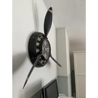 Metal Airplane Propeller Wall Décor Clock,vintage Wrought Iron Aviation Clock Wall Art Décor
