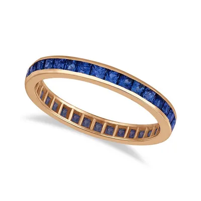 Princess-cut Blue Sapphire Eternity Ring Band 14k Rose Gold (1.36ct)