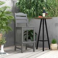 Outdoor Hdpe Bar Stool Patio Tall Chair Backrest Footrest All Weather Grey