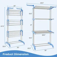 4-tier Folding Clothes Drying Rack With Rotatable Side Wings & Collapsible Shelves