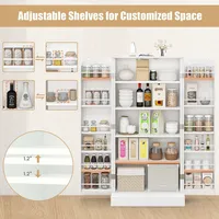 47.5" Kitchen Pantry Cabinet With Doors Adjustable Shelves Anti-toppling Devices
