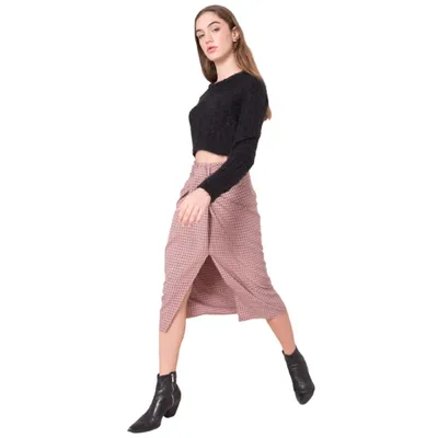 Front Pleated Midi Skirt