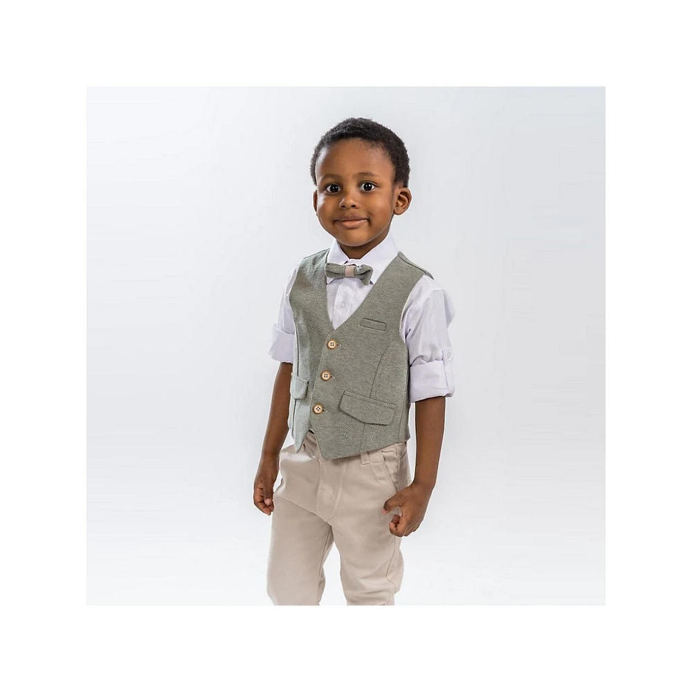 Birthday Bob Formal Boys Suit - Stylish Knit Cotton Vest Set
