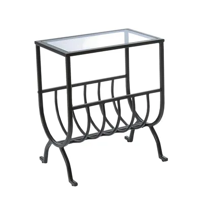Accent Table Metal With Tempered Glass