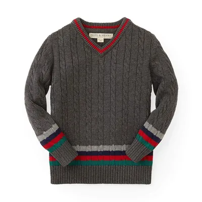 Boys V-neck Cable Sweater