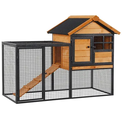 Wood-metal Pet House Elevated Rabbit Hutch Bunny Cage