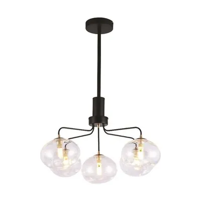5 Light Pendant, 22.04 '' Width, From Stanford Collection, Black
