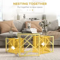Nesting Coffee Table Set Of 3 With Tempered Glass Top