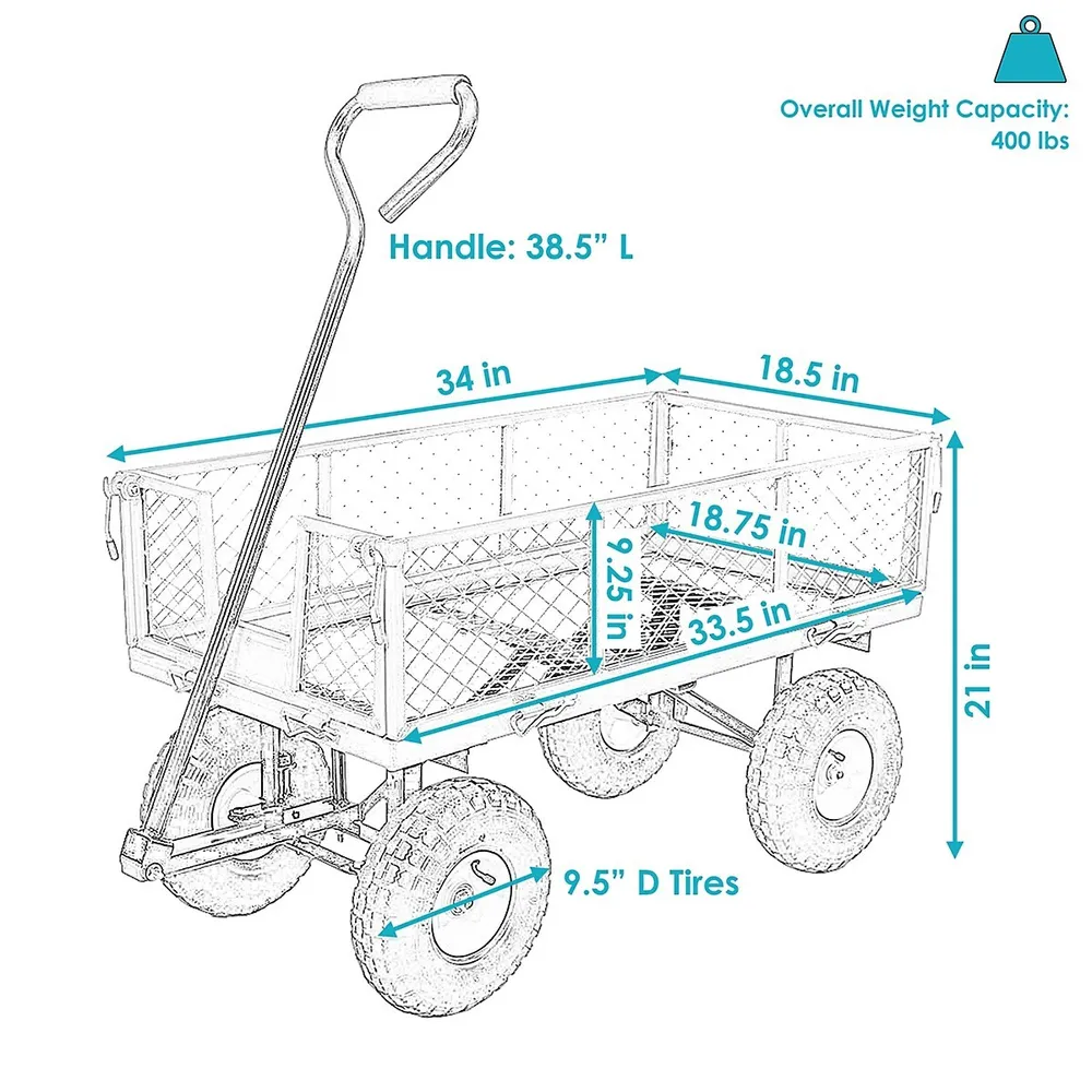 1200 lb. Capacity Steel Utility Cart with Removable Sides