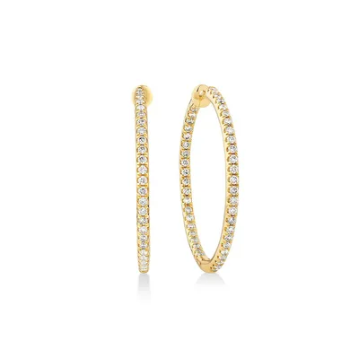 Hoop Earrings With 1.00 Carat Tw Of Diamonds Set In 10kt Yellow Gold