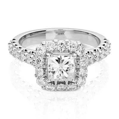 14k White Gold & 1.98 Ct. T.w. Created Moissanite Halo Ring