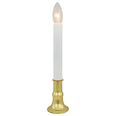 9" White And Gold C7 Light Christmas Candle Lamp With Timer
