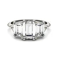 14k White Gold Moissanite 8x6mm Emerald Engagement Ring, 2.91cttw Dew