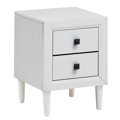 Nightstand End Bedside Coffee Table Wooden Leg Storage Drawers White