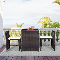 3pcs Cushioned Outdoor Wicker Patio Set Seat Brown Garden Lawn Sofa Furniture