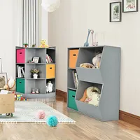 3-tier Kid Storage Shelf Cubes W/3 Baskets Corner Cabinet Organizer Gray