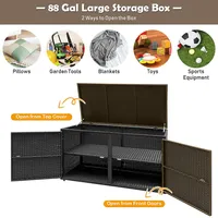 88 Gallon Garden Patio Rattan Storage Container Box Bin Shelf